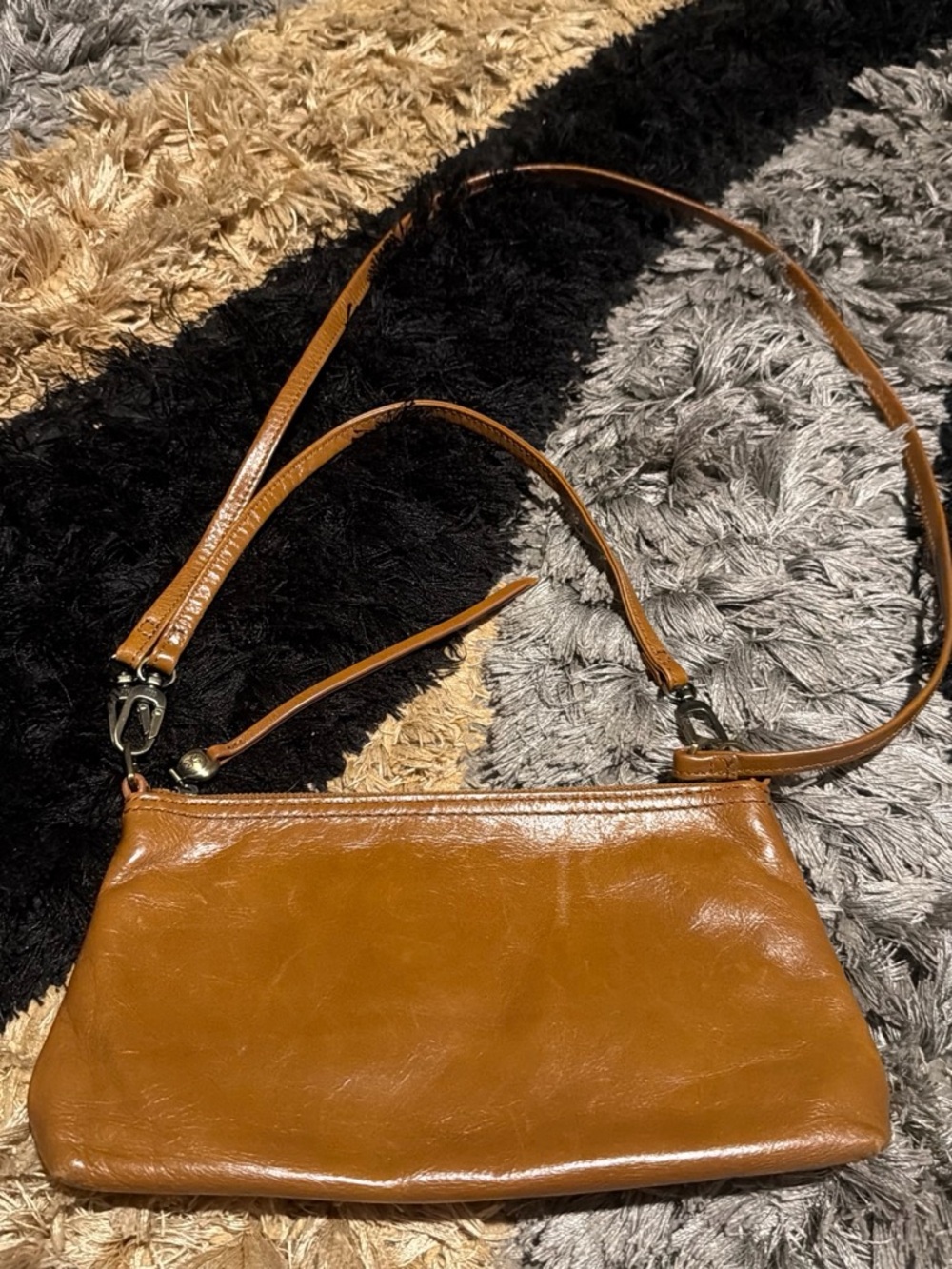 Classic Tan Leather Crossbody Bag - Women's Shoulder Purse